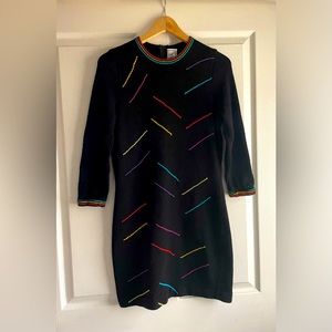 Vintage multicolor confetti 1980s bodycon sweater dress with half sleeve